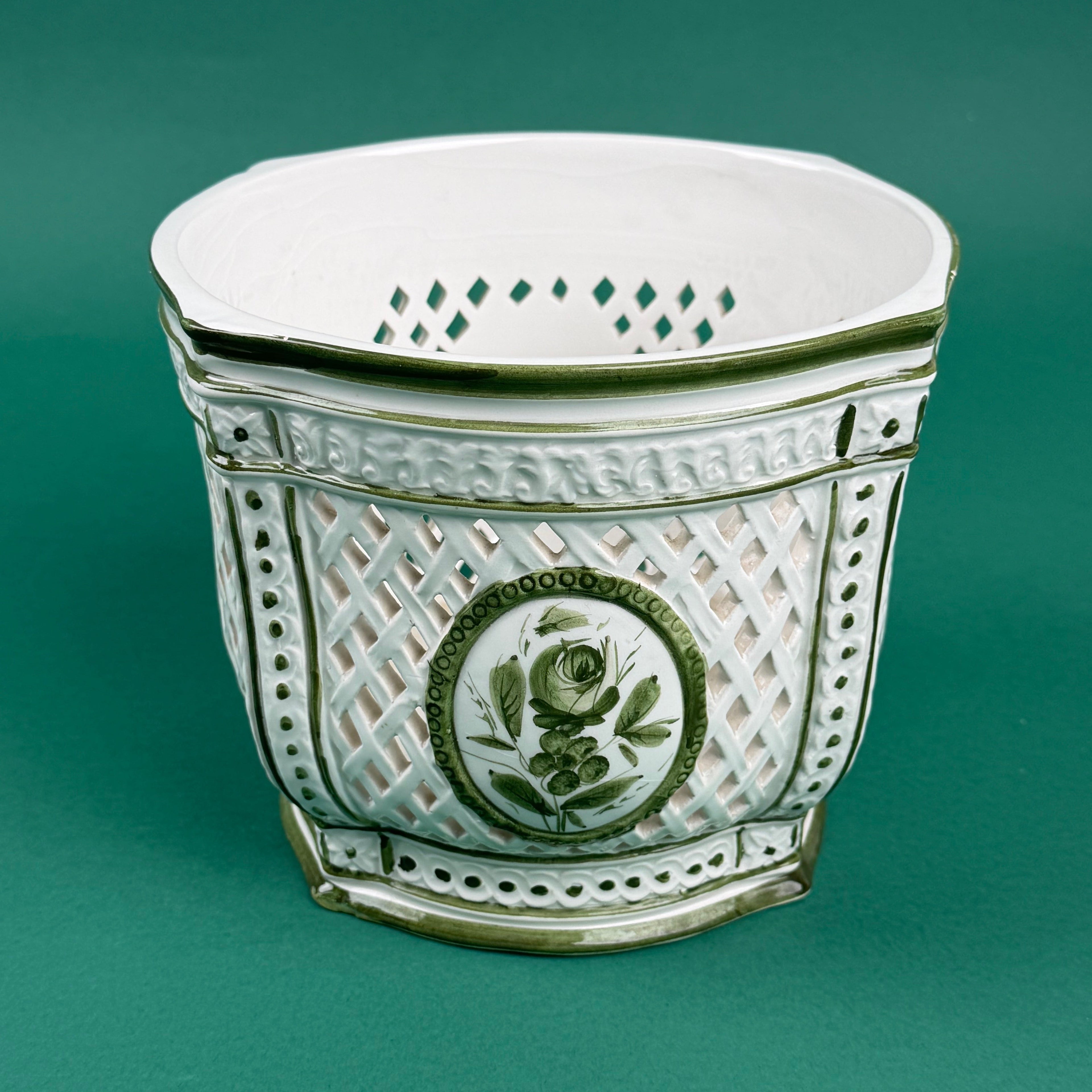 Vintage Green Ceramic Candy Jar