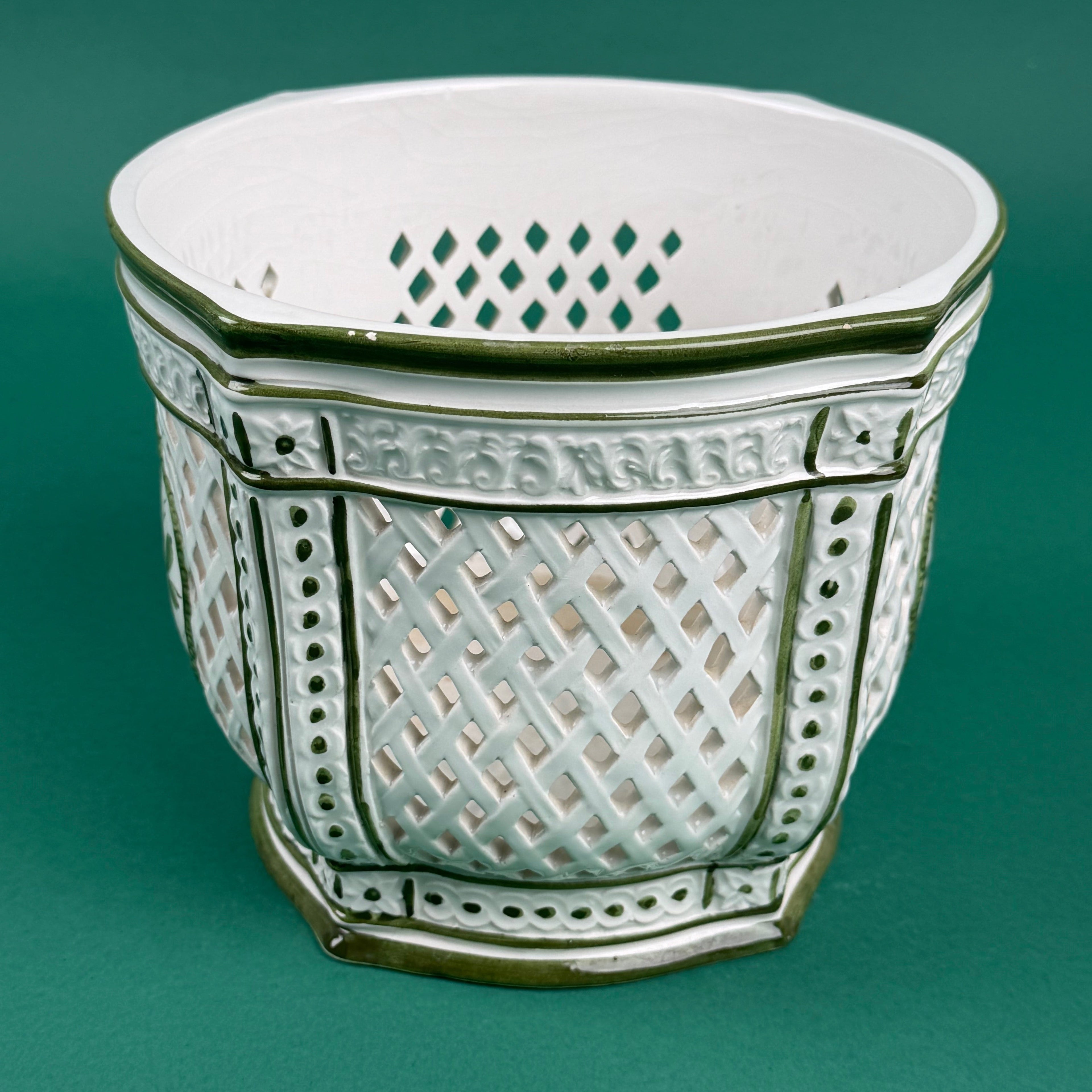 Vintage Green Ceramic Candy Jar