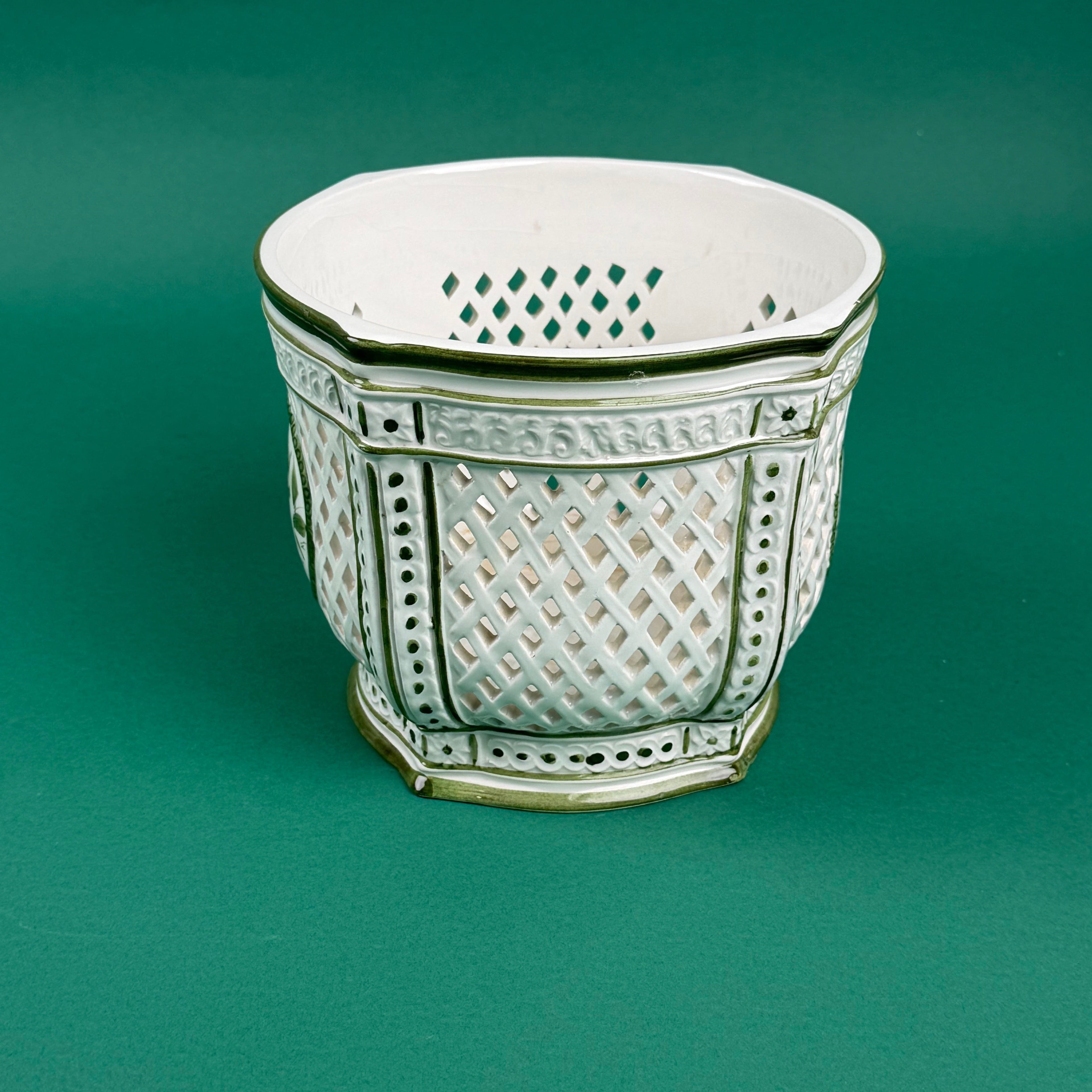 Vintage Green Ceramic Candy Jar