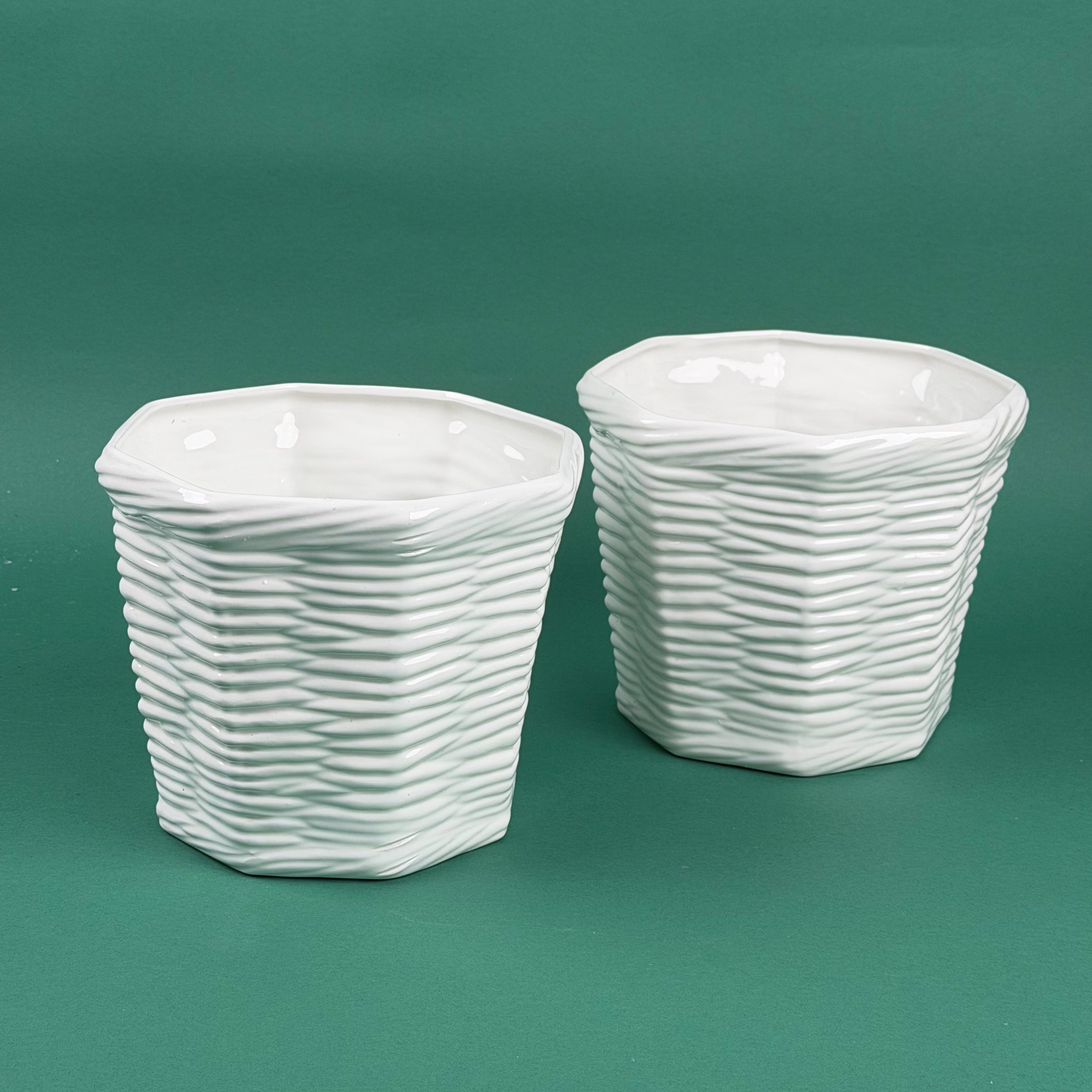 Vintage Ceramic White Jars, set of 2