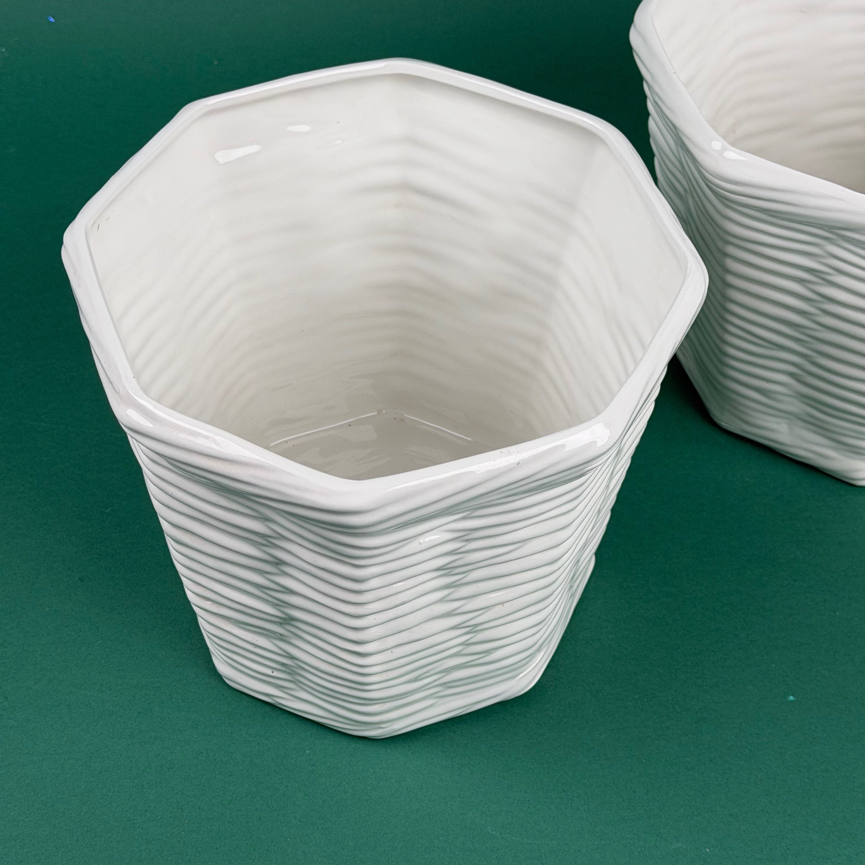 Vintage Ceramic White Jars, set of 2